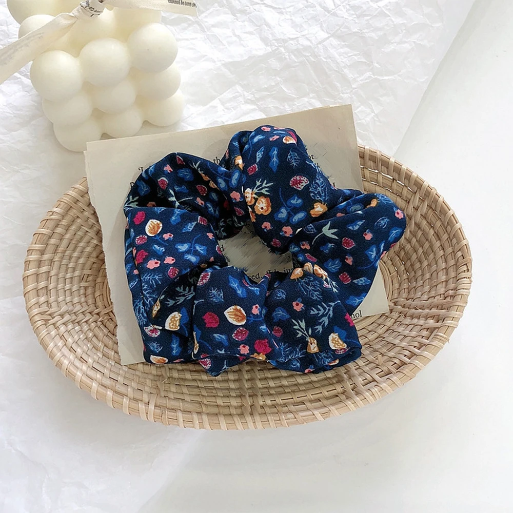 

Print Hair Scrunchies Women Large Elastic Rubber Hair Band Girl Ponytail Holders KoreanFlower Hair Ties Set Hairband Fashion