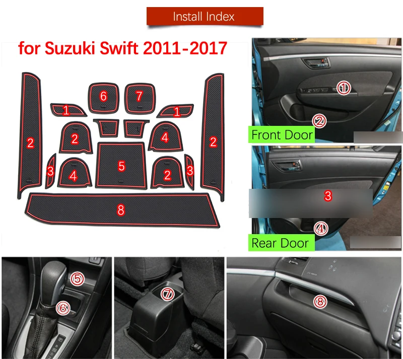 Автомобильный Гаджет коврик для Suzuki Swift 2011- наклейки Maruti DZire Sport ZC72S ZC82S ZC32S Аксессуары гелевая накладка резиновые ворота