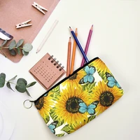 kawaii canvas pencil case high capacity pen bags cute 3d daisy print pencil bags for girls gift school supplies stationery
