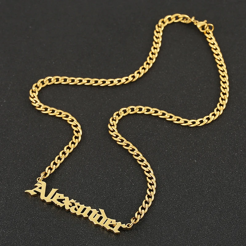 Индивидуальное ожерелье с именем на заказ чокер из нержавеющей стали золотое для