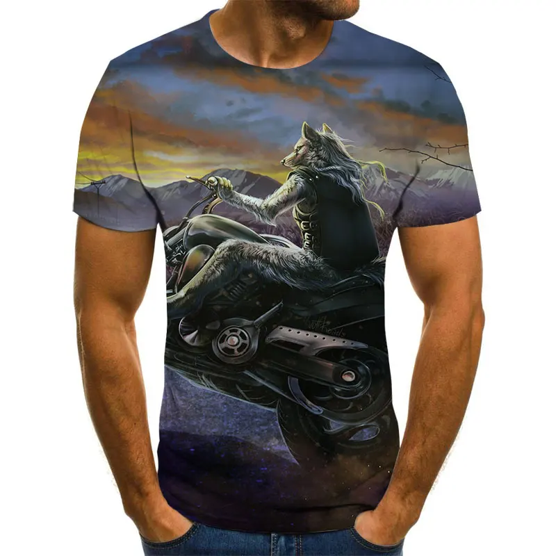 

Cool racing graphics t-shirt motorcycle 3D printing men's t-shirt summer fashion top punk t-shirt men's plus size streetwear