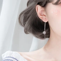 frosted style silver color snowflake ear line drop earrings snowflake pattern flower earring christmas gift for women girl