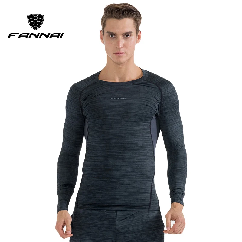 FANNAI Спортивная рубашка с длинным рукавом мужские быстросохнущие футболки для