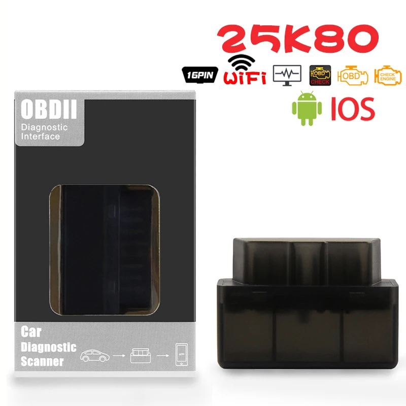 

Mini ELM 327 V1.5 WiFi OBD2 ELM327 V 1 5 PIC18F25K80 chip WI-FI OBDII Diagnostic Tool for Android/Ios/Windows/PC obd Scanner