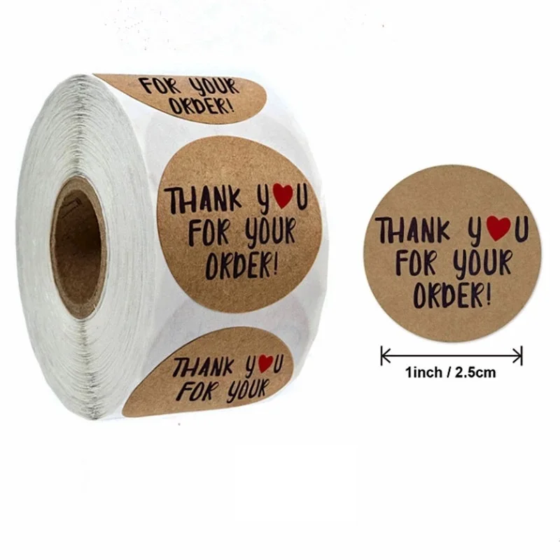 

500pcs Round Natural Kraft Handmade Stickers Scrapbooking For Package Adhesive Thank You Sticker Seal Labels Stationery
