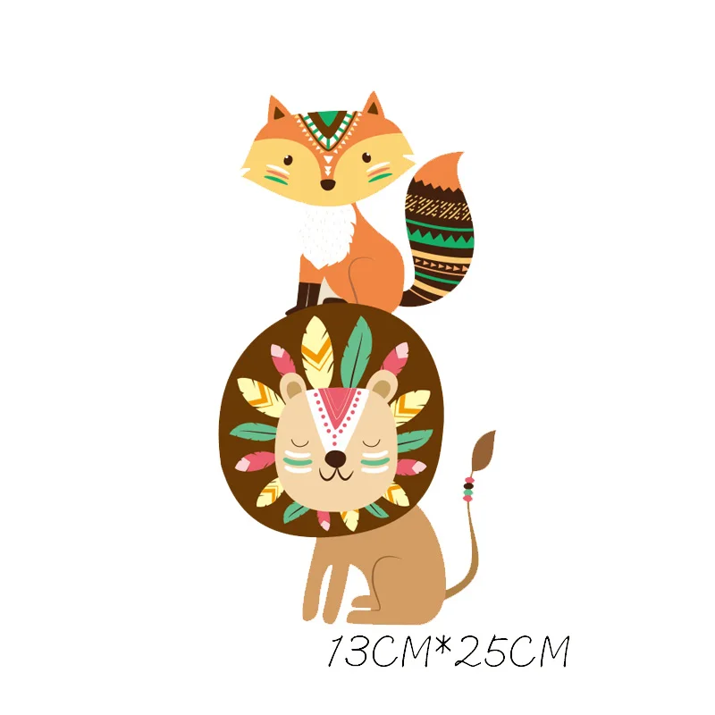 

Cute Animal Heat Transfer Stickers Patches For T shirt DIY Iron-on Washable Patch Stripe Decoration Appliqued Anime Patch Badges