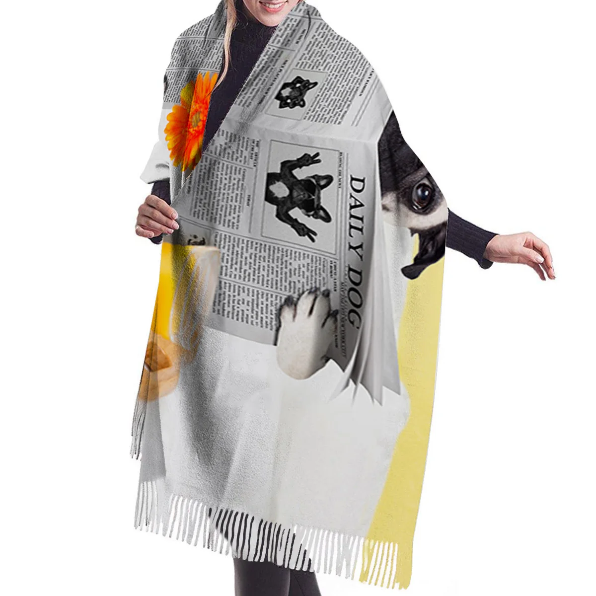 Забавное одеяло для чтения газет собак Шарпей шерстяная шаль женщин кашемировые