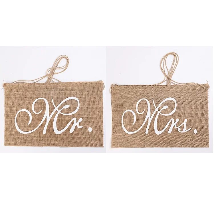 Свадебный стул мистер миссис знаки мешковины кружевной баннер свадебный Dcoration Mr