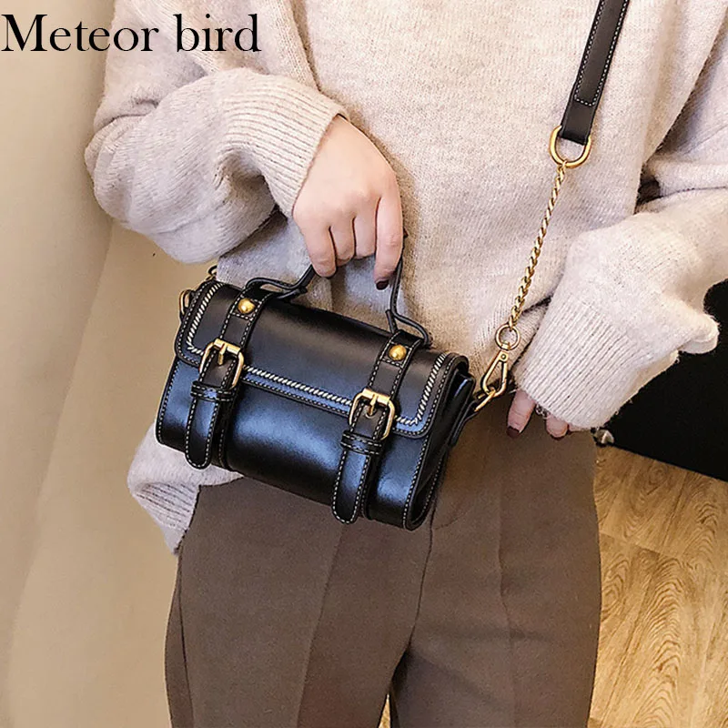 Маленькая черная Бостонская женская сумка через плечо Meteor Bird маленькие сумочки