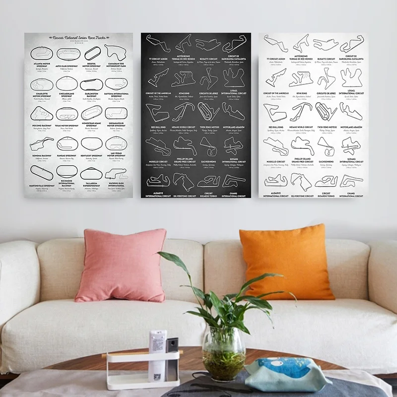 

Canvas Painting Wall Art Prints Bedroom Home Decor 2021 F1 Formula Grand Poster Prix Race Calendar Circuit Map Track Pictures