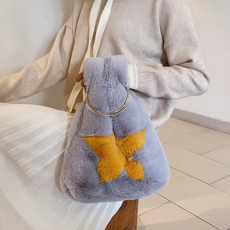 Новинка 2020 Модный зимний женский портфель из меха кролика Рекс сумка женская