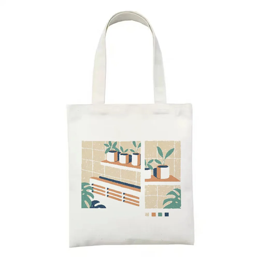 

Cartoon Sunset On Beach Bag Large Capacity Women Handbags Fashion Shoulder Bags Printing Canvas Tote Bag Art Shopping Bag