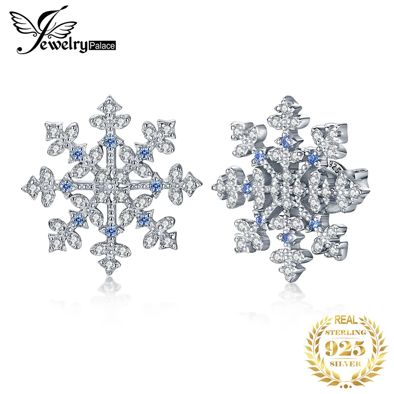 JewelryPalace серьги гвоздики в виде снежинок Для женщин 925 пробы серебро зима любовь