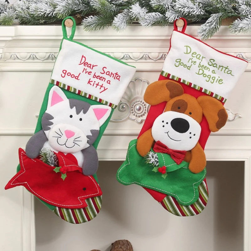 Рождественские чулки для домашних животных 2 упаковки рождественских чулок