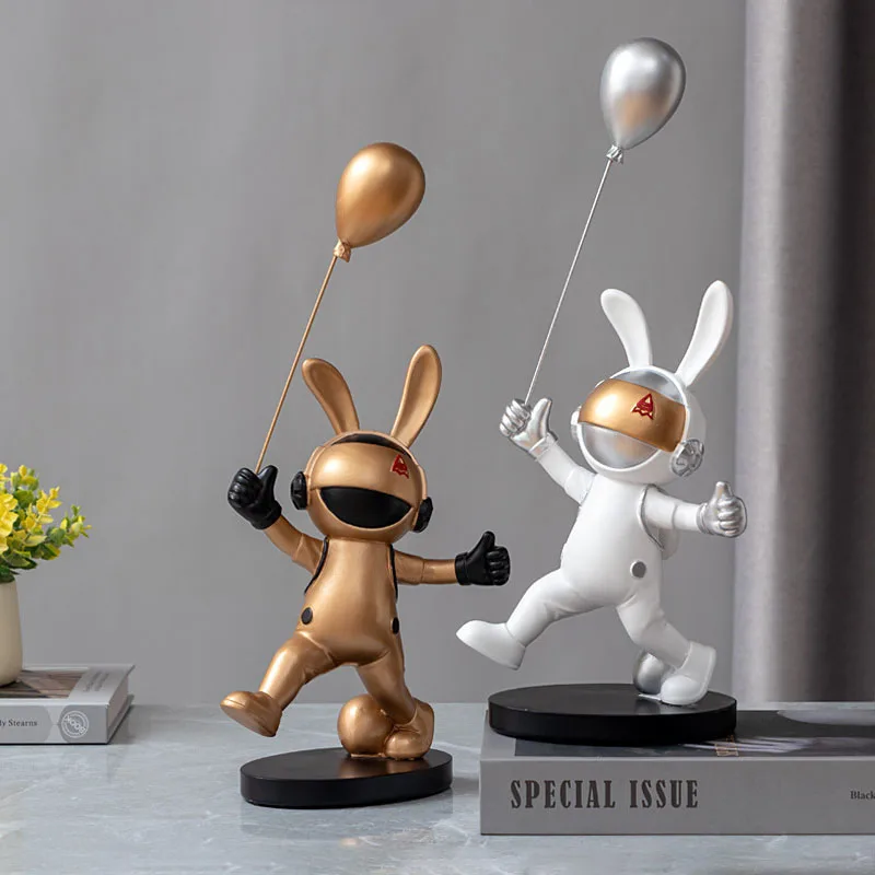 

Nordic Cartoon Tech Rabbit Artware Sculpture Home Decoration Accessories Modern Art Resin Statue Room Decor Ornament Craft