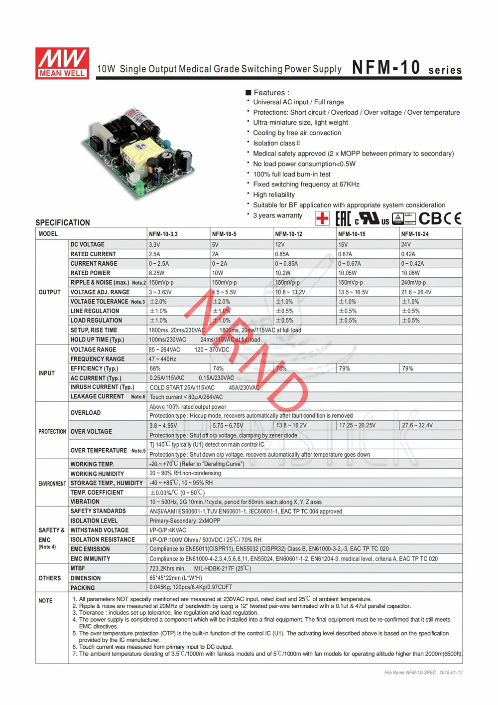 Meanwell NFM-10-12 12V 0.85A meanwell NFM-10 10 2 W импульсный источник питания | Обустройство дома