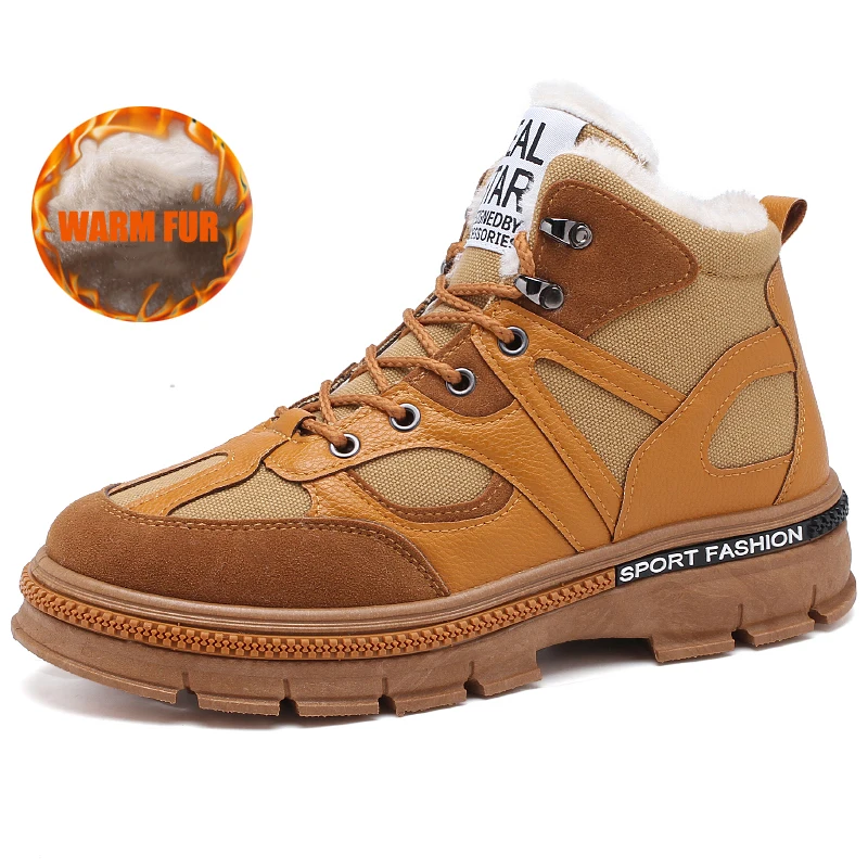 HUMTTO зимние теплые меховые кроссовки мужские Нескользящие походные ботинки