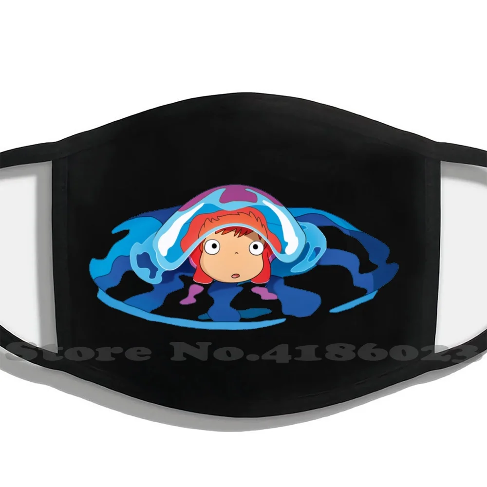 

Дизайнерская черная дышащая многоразовая маска для рта Ponyo Tumblr Studio ghiсот Kikis служба доставки мой сосед