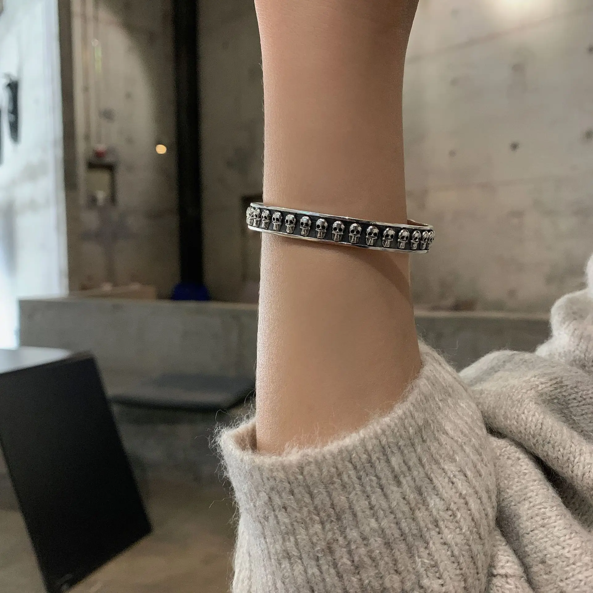 New Arrival 30% Silver Plated Punk Jewelry Skull Design Ladies Bangle Promotion Women Christmas Gift | Украшения и аксессуары