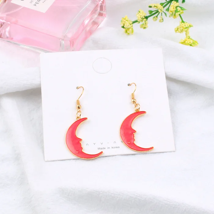 Style 22 Новые модные голубые космические вселенные серьги в виде Луны и звезды для женщин золотого цвета Вселенная планета круг Асимметричные Длинные Серьги - Окраска металла: Style 22