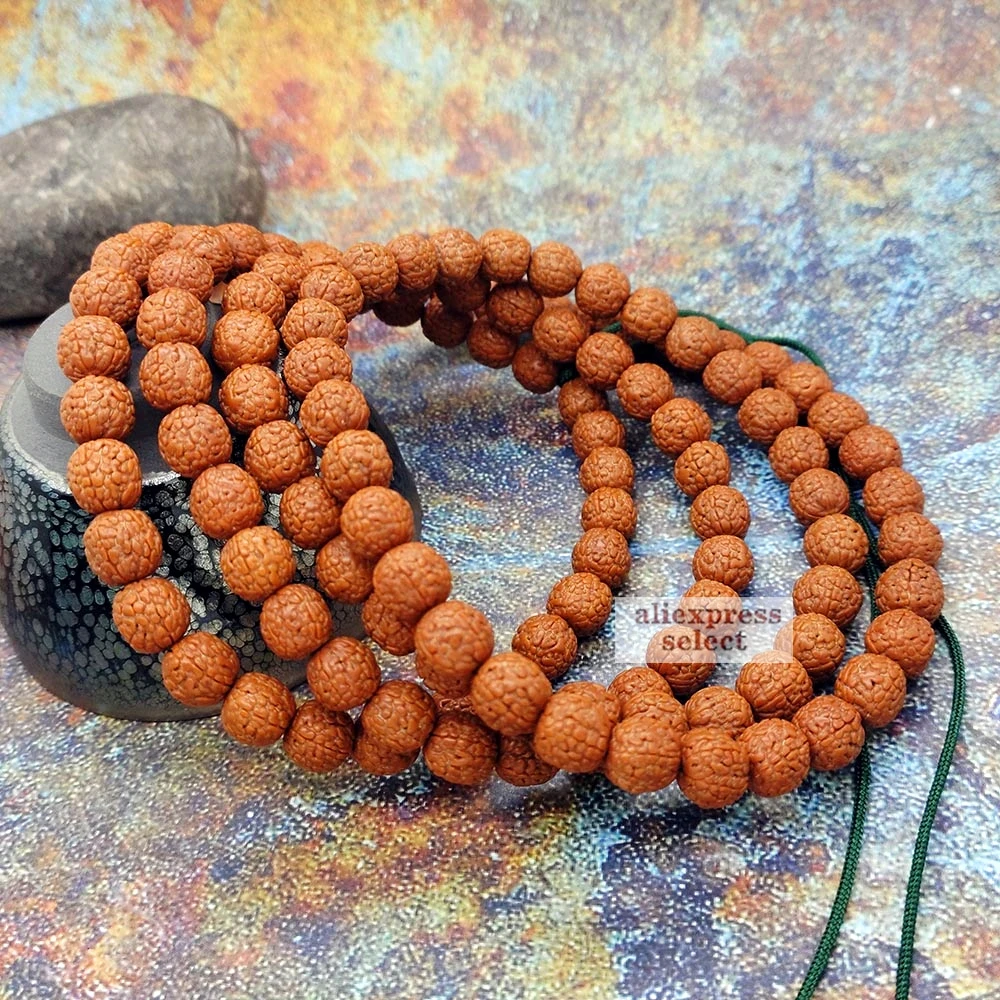 

5A 8MM Natural Rudraksha Japan Mala 108 Bead Hindu Prayer Meditation Buddhist for Meditation Practice Bracelet Jewelry Gift