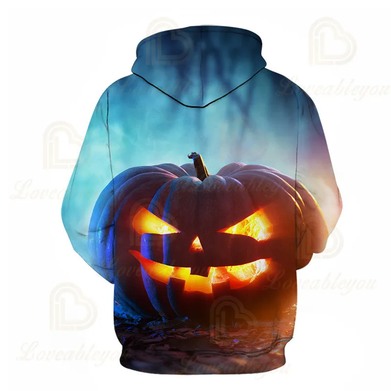 

3D Print Halloween Hoodies Clothing Hoodies Big Pumpkin Long Sleeeve Hooded Unisex Outwear Halloween Gift Hoodies