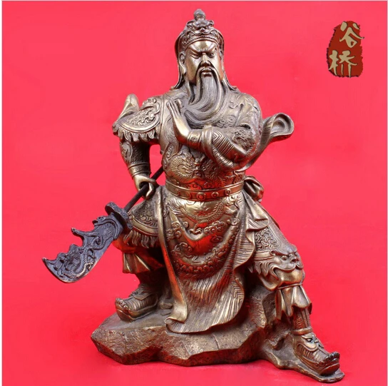 --- 417 + бронзовая скульптура guan gong украшения ремесла juggernaughts медь Бронзовая