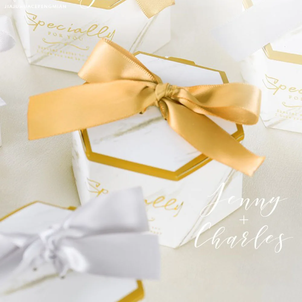 Новый Мрамор шестигранник для свадебных сувениров и сладкий подарок сумки