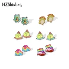 2021 Новое поступление акриловые серьги-гвоздики лягушка мультфильм Смола эпоксидные украшения