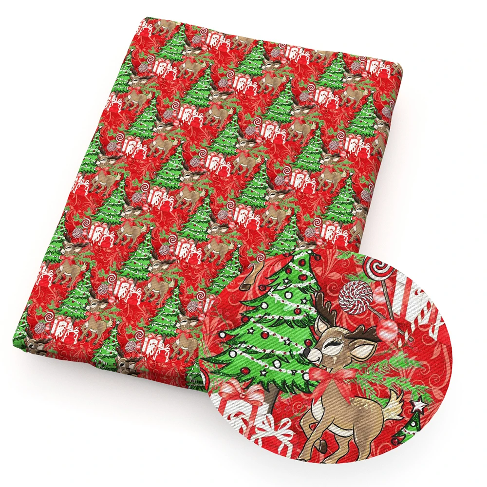 50*140 см Рождественская растительная полиэфирная хлопковая ткань для