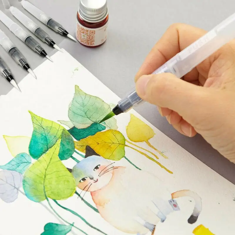 Многоразового использования воды Цвет щетка тонкими концами мягкой ручка Краски