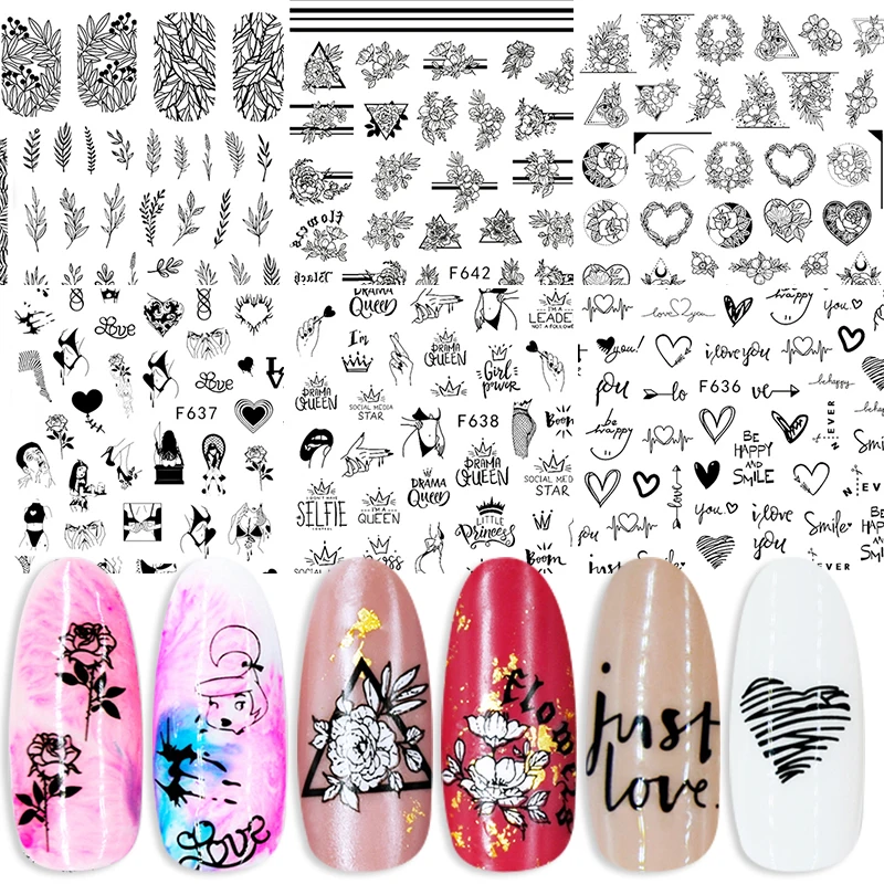 

1 Sheet Geometric Flower Nails Art Decals Decorations Cat Butterfly Series Nail Sticker For Nails Tips DIY Design Accessories