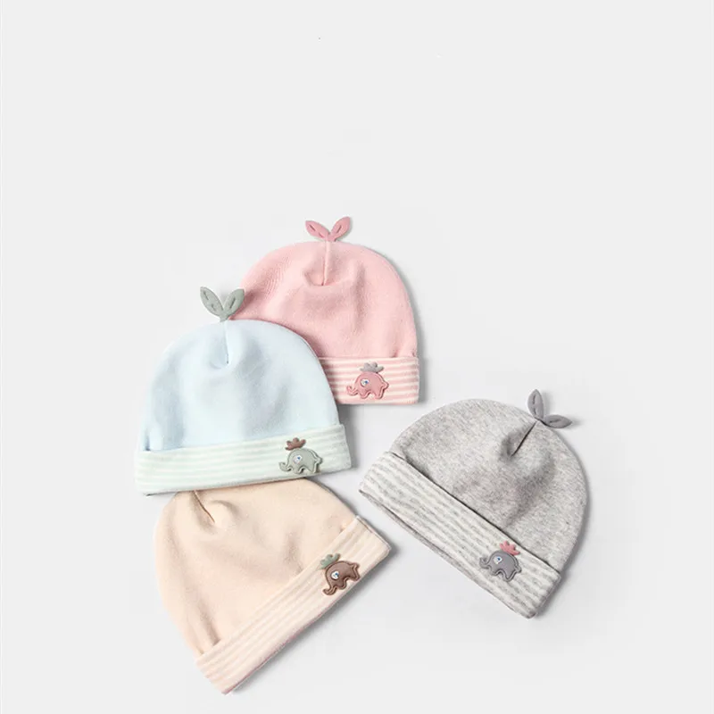 

Newborn Fetal Cap Autumn And Winter New Children's Hat Cute Baby Elephant Icon Beanie Pure Cotton Double Layer Baby Pullover Cap
