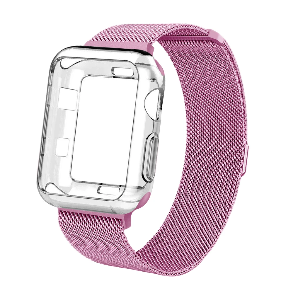Ремешок+ чехол для apple watch Band Milanese Loop apple watch 4 3 band iwatch band 42 мм 38 мм correa 44 мм/40 мм pulseira ремешок для часов
