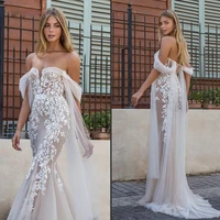 sexy wedding dress 2022 for women appliques flower elegant bride dress lace wedding gowns beautiful mermaid robe de mariee