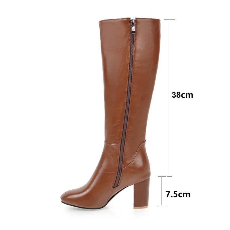 Осенне зимние сапоги больших размеров 34 45 женская обувь на высоком квадратном