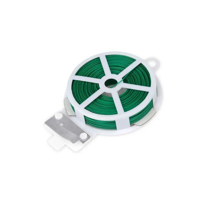 

50m Plant Twist Tie with Cutter Sturdy Green Coated Wire Gardening Home Cable K1KA