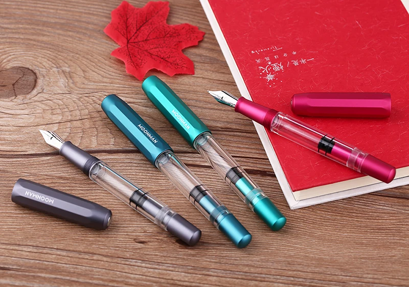 

Moonman T1 Piston Fountain Pen Acrylic & Metal Aluminum Alloy Fine Nib 0.5mm Large-Capacity Ink Pen for Business Office Home