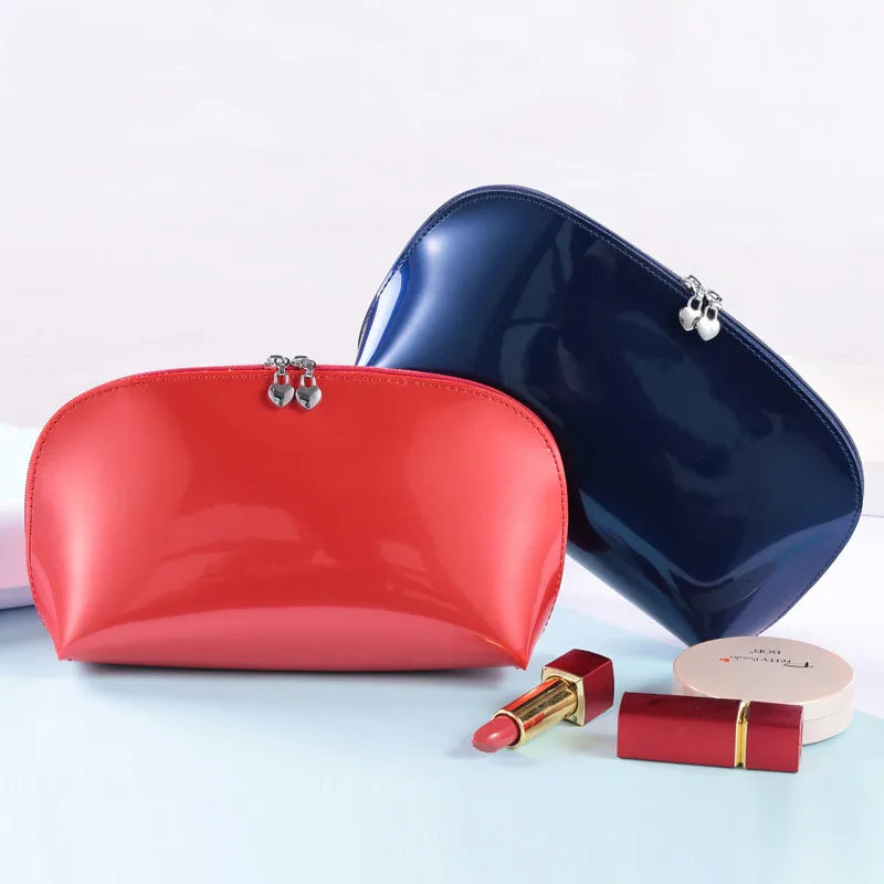 

New Ladies Shiny Cosmetic Bag Large-capacity Patent Leather Color Portable Waterproof Multifunctional Change Clutch Small Bag