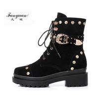 big brand new female motorcycle boots fashion platform chunky high heels punk gothic boots women party shoes woman