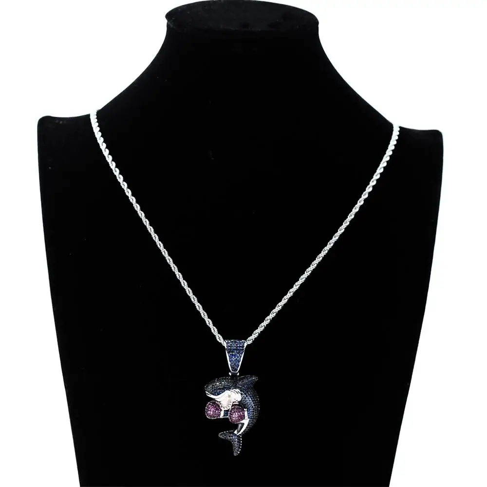 INS хип-хоп ювелирные изделия океан животные сверкающий CZ камень боксерская