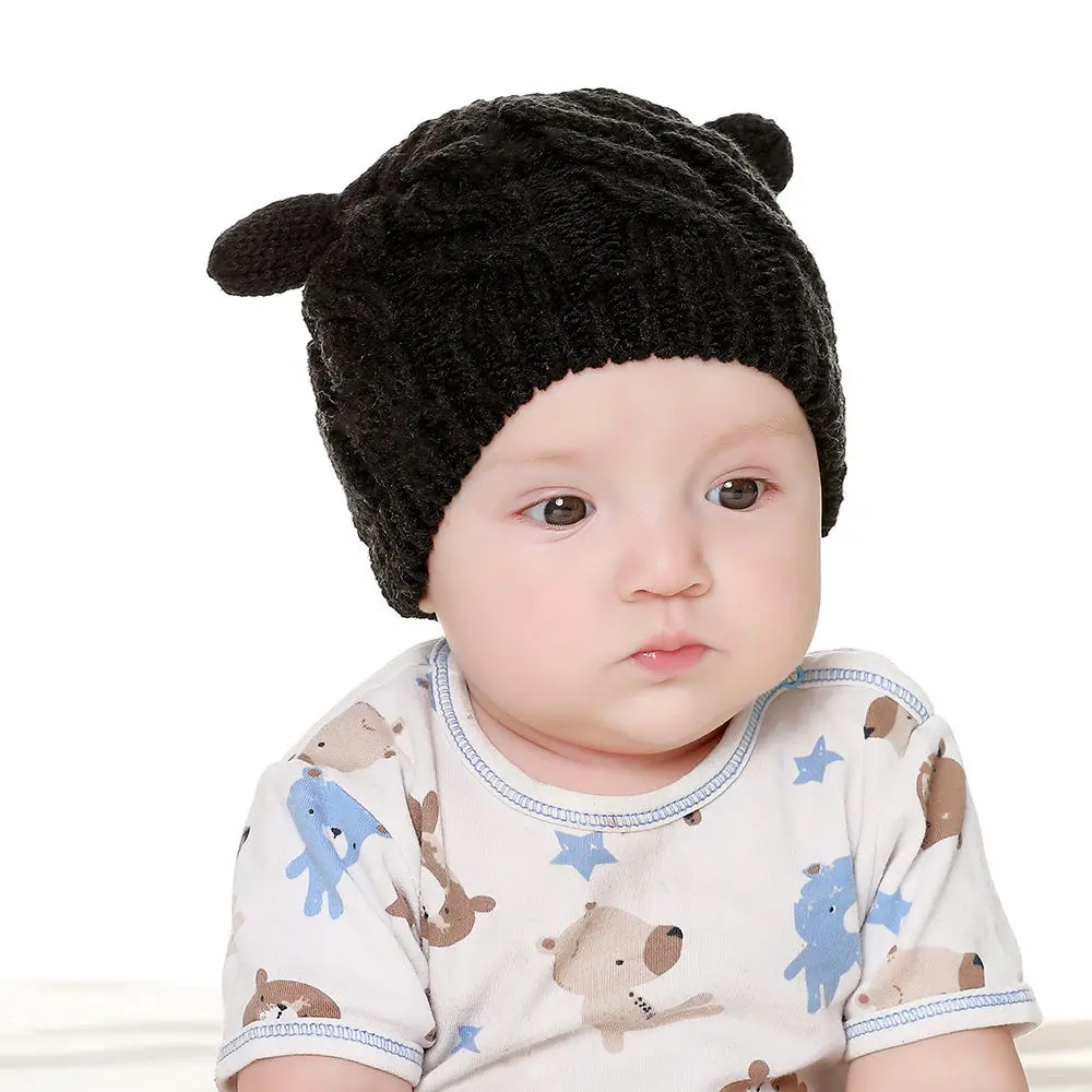 Knitted Baby Hat Newborn Crochet Caps Solid Color Infant Boy Girl Beanie Autumn Winter Xmas Bonnet Accessories Photo Props H238S