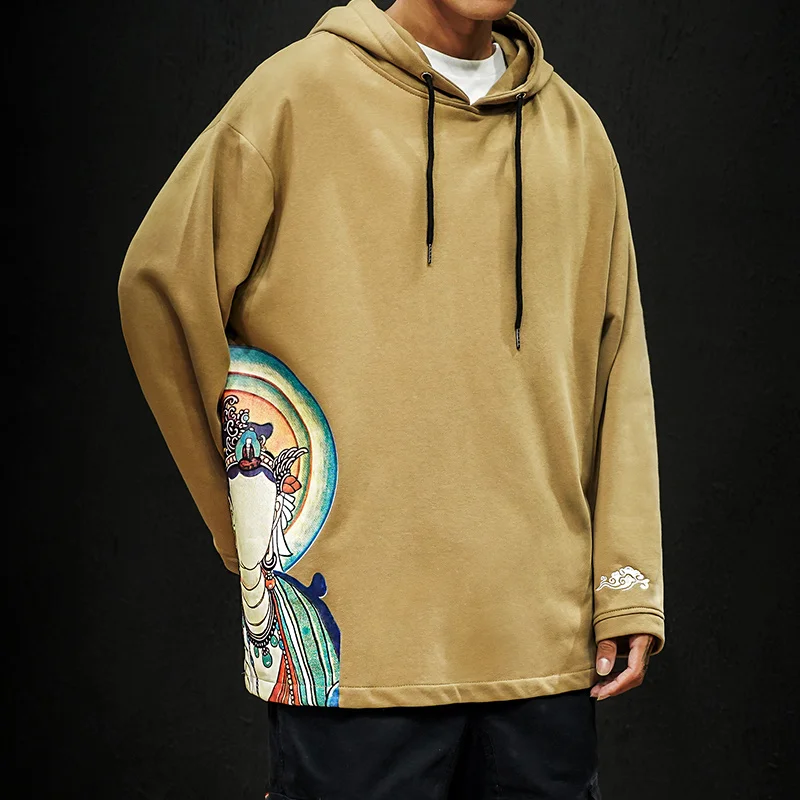 Liketkit мужские толстовки уличная одежда 2019 китайский стиль с принтом Будды