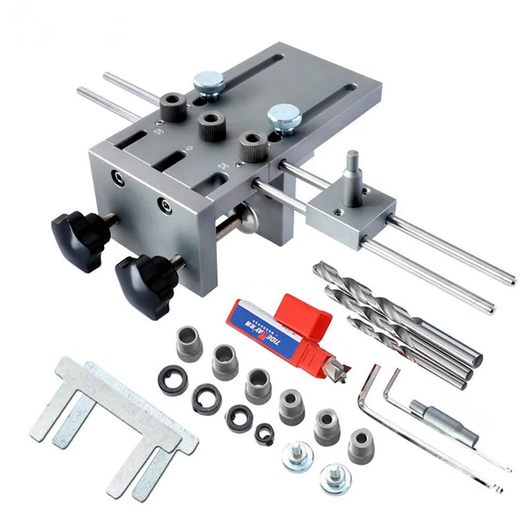 

Three-in-one Hole Locator Woodworking Puncher Dowel Hole Drilling Fixture DIY Joinery Tools Wood Panel Puncher Hole Locator