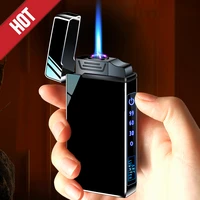 windproof double arc ignition usb plasma cigarette lighter mens smoking gadget with led power supply is suitable for gift givin