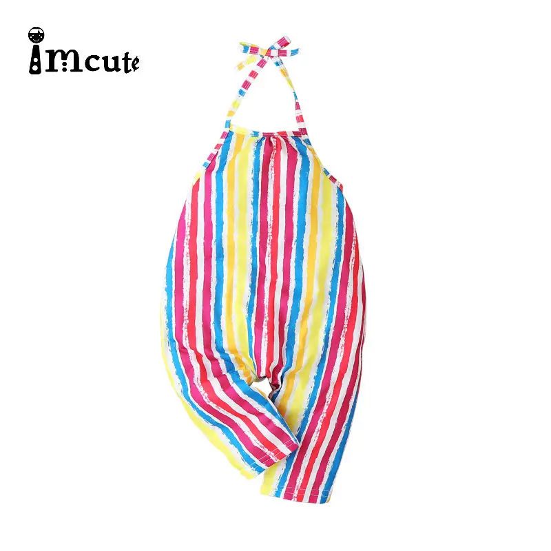 Imcute/Детские летние комбинезоны для девочек в радужную полоску маленьких Мягкий
