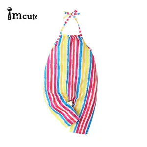 ImcuteДетские летние комбинезоны для девочек, комбинезоны в радужную полоску для маленьких девочек, Мягкий комбинезон для девочек, модные комбинезоны, одежда