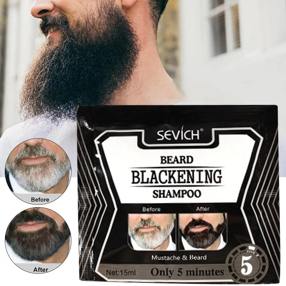 

1pcs 5 Minutes Men Efficient Blackening Beard Coloring Nourishing Beard Shampoo Dye Herb Natural Repair Hair Color Dye