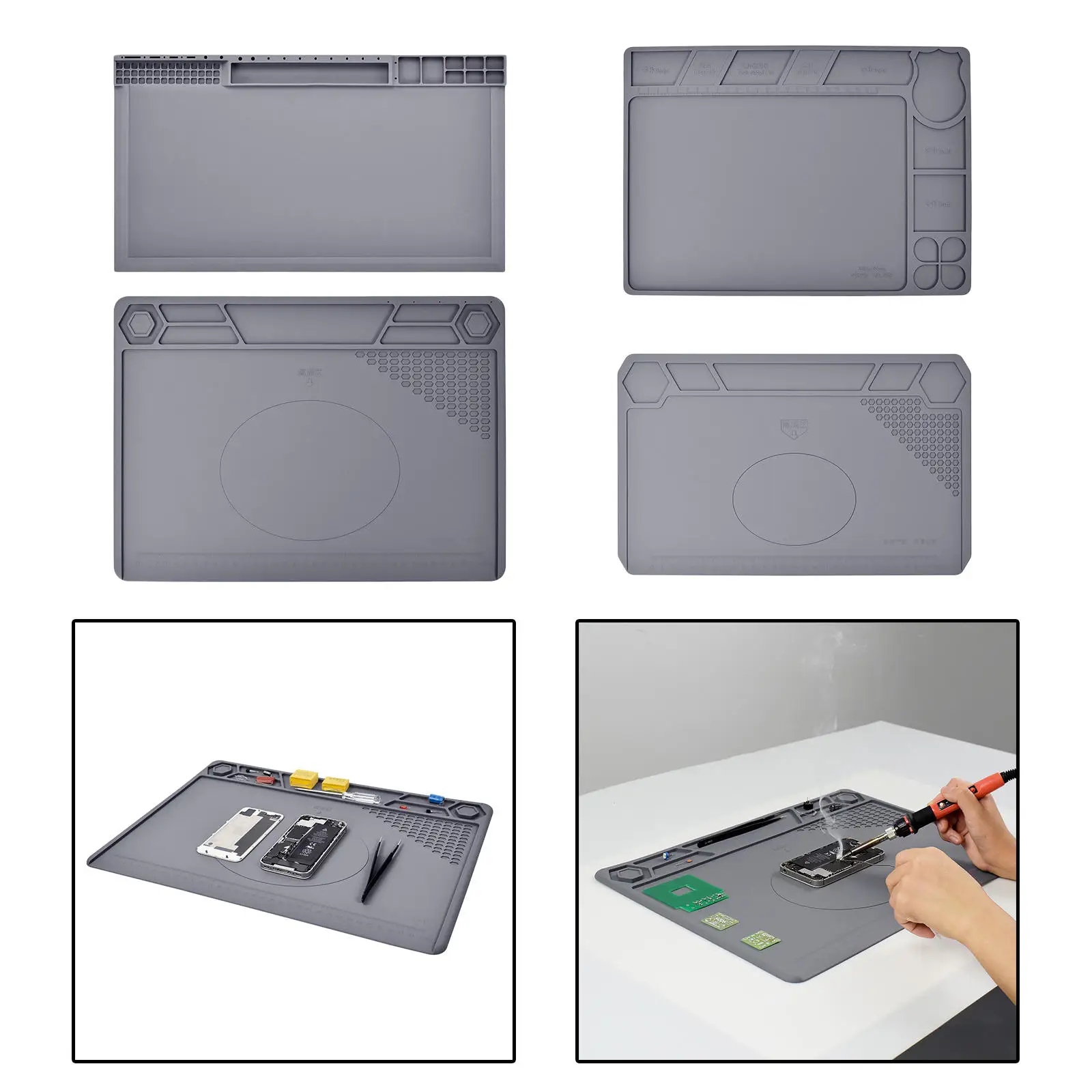 

1Pc Welding Silicone Pad Heat Insulation Working Mat Heat-resistant Soldering Heat Gun Insulation Pad Repair Tools 4 Sizes Grey