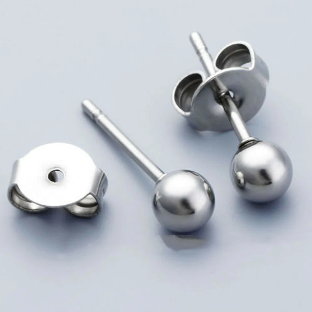 Медные круглые шариковые серьги гвоздики унисекс базовые розового золота